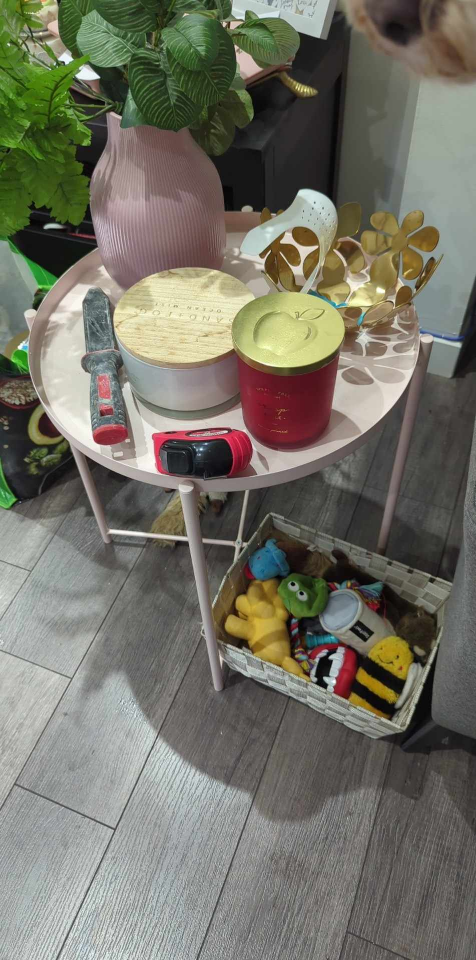 2 pink Ikea side tables