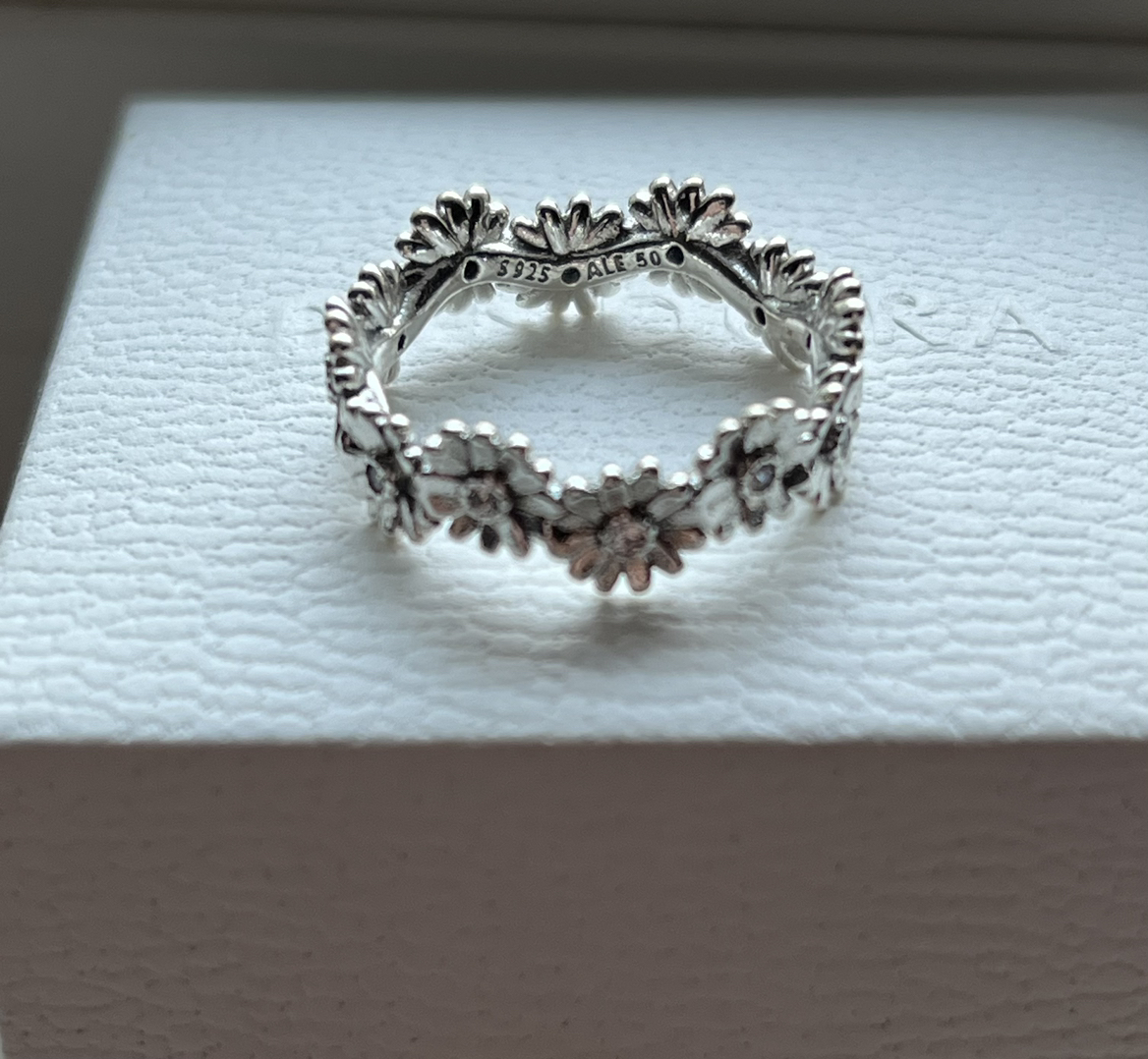New Pandora Silver Flower Crown Ring