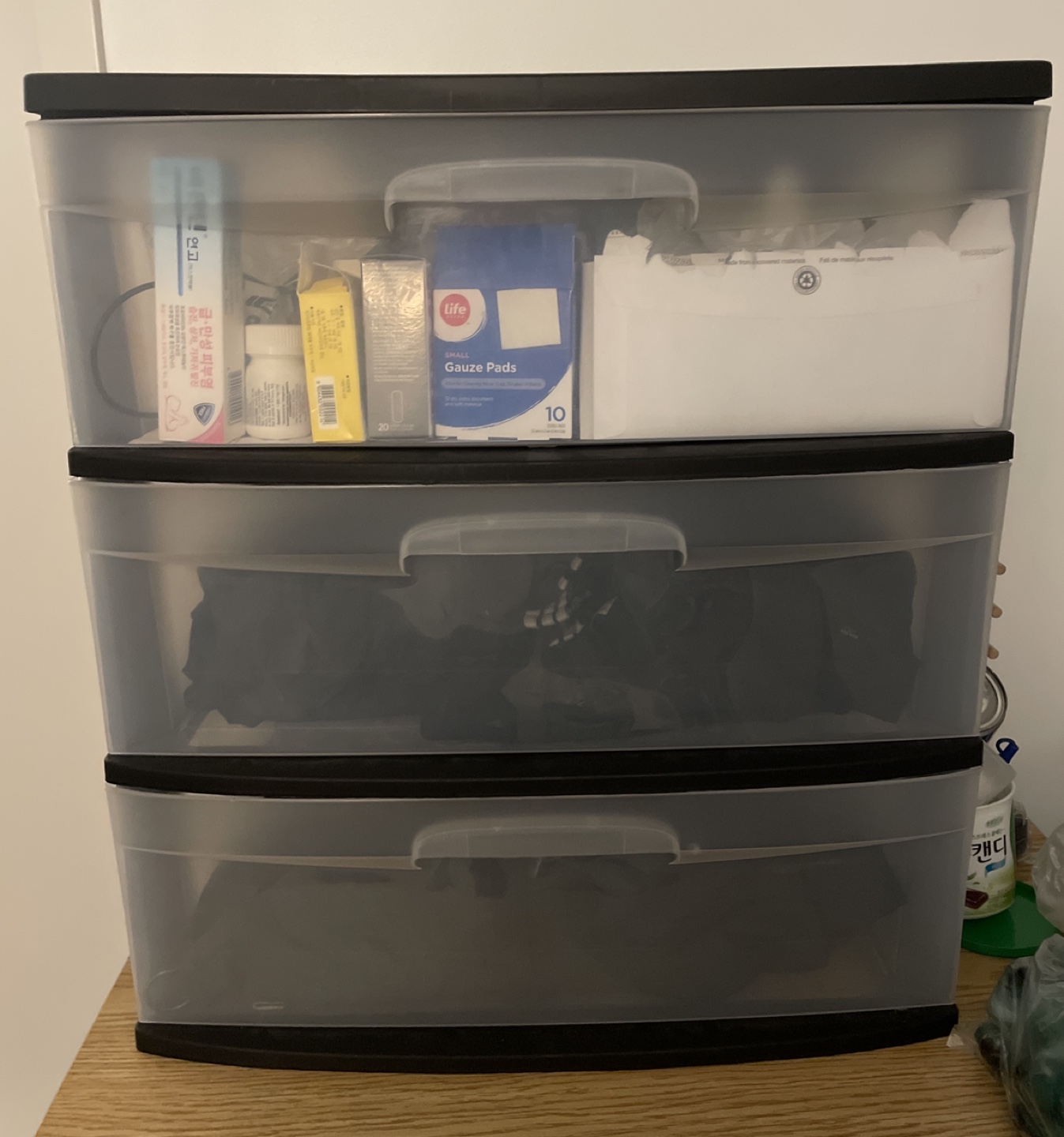 Wide 3 drawer plastic cart