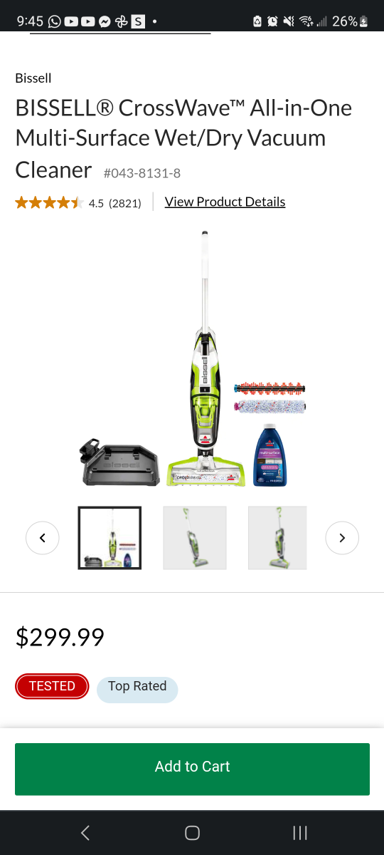 BISSELL CrossWave Multi-Surface Wet/Dry Vacuum Cleaner