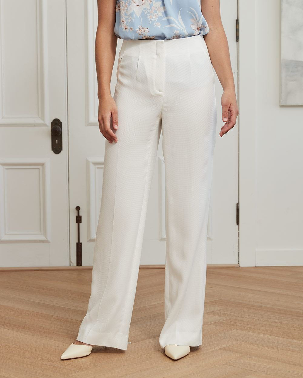 RW&Co white tailoring wide leg pants