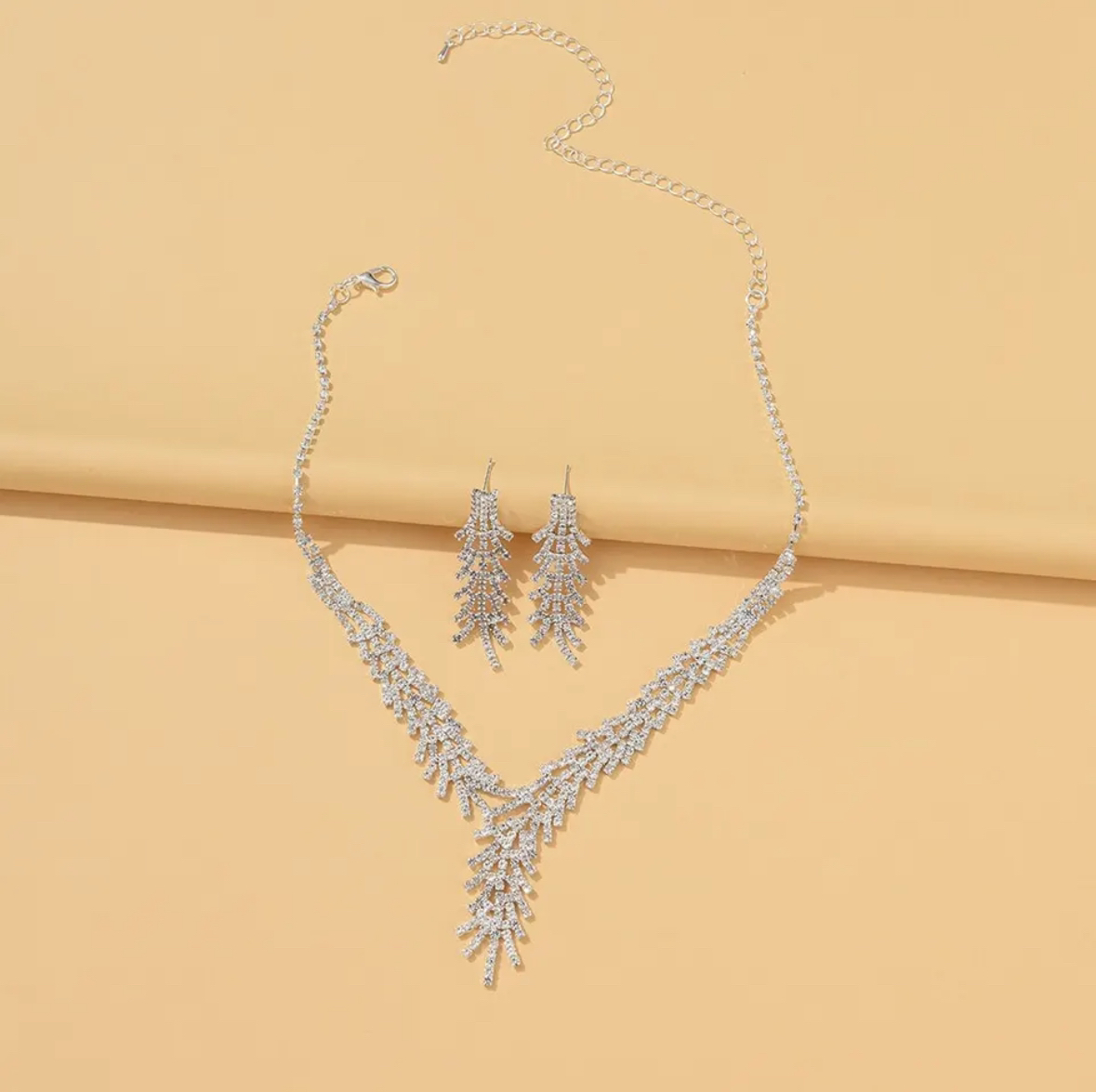 Silver Color Rhinestone Crystal Bridal Jewelry Set
