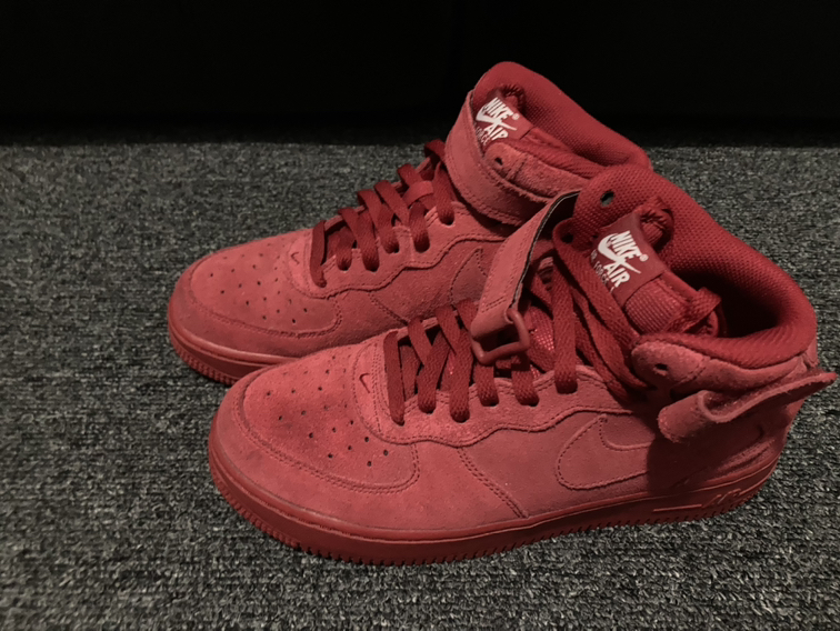 Nike Air Force Shoes Red Suede-7Y