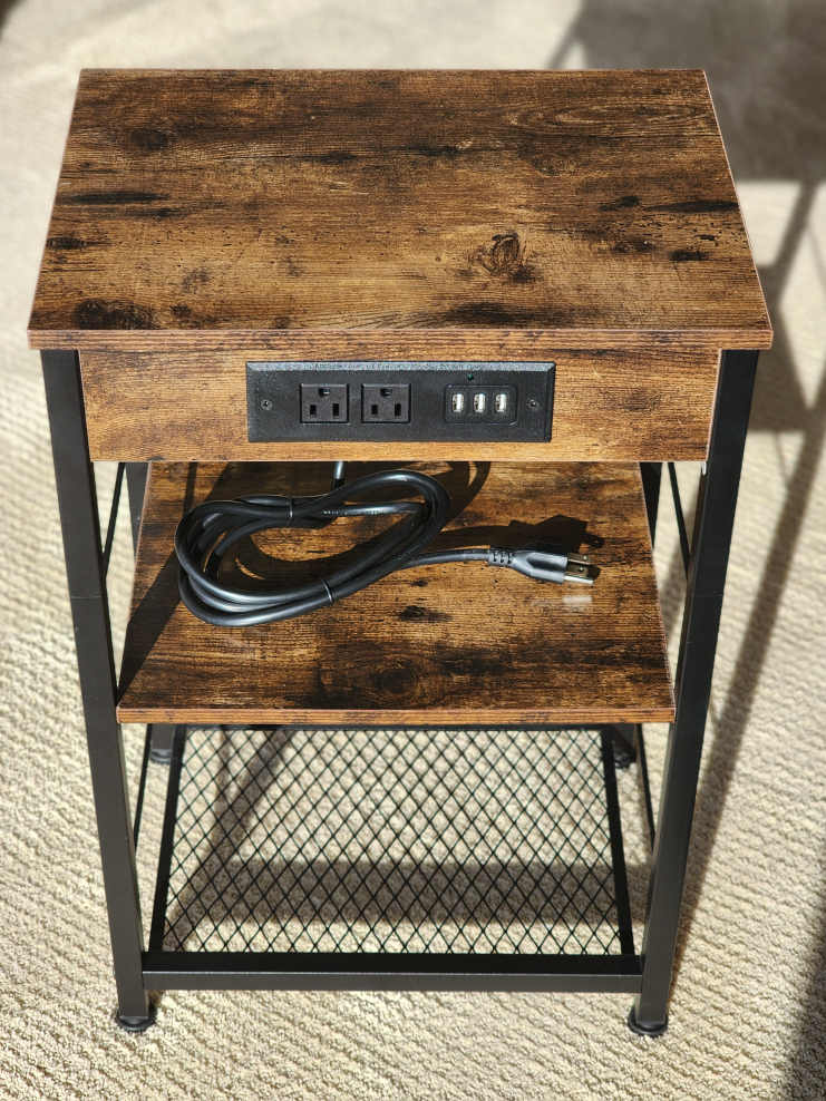 Nightstand / Side Table with Charging Station