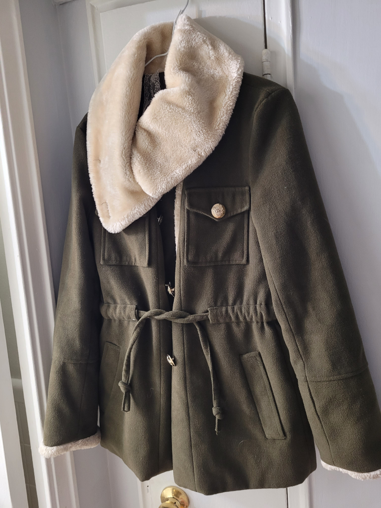 Green pea coat women thumbnail