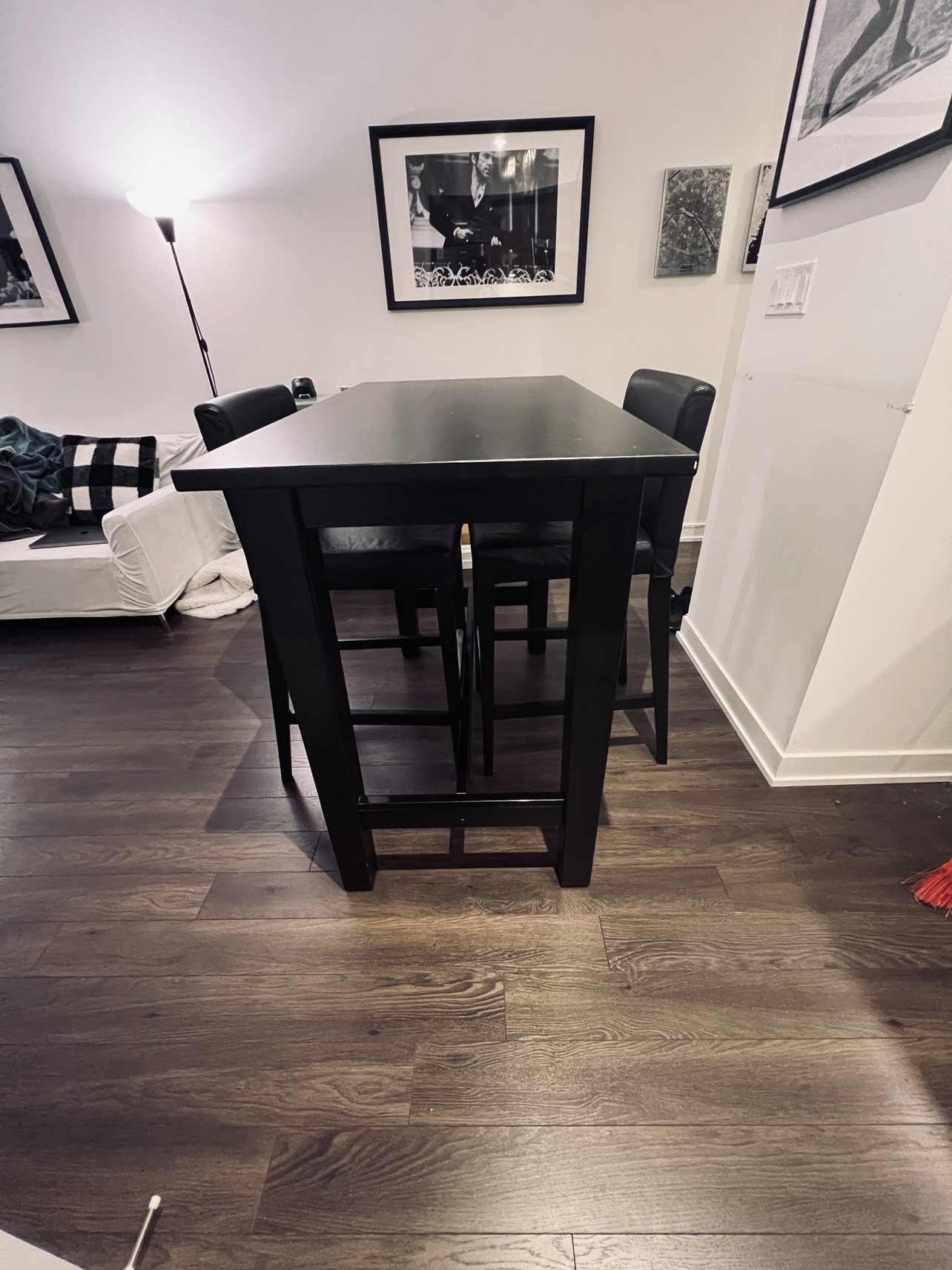 Bar Height Table + Leather Cushion Chairs - photo 3