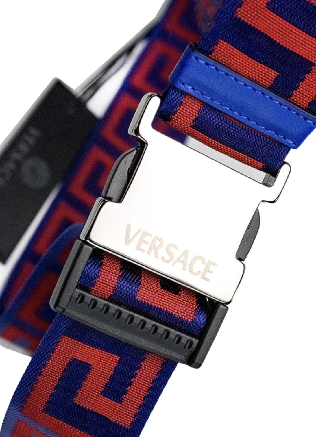 Versace Unisex Red & Blue Greca Ribbon Belt thumbnail