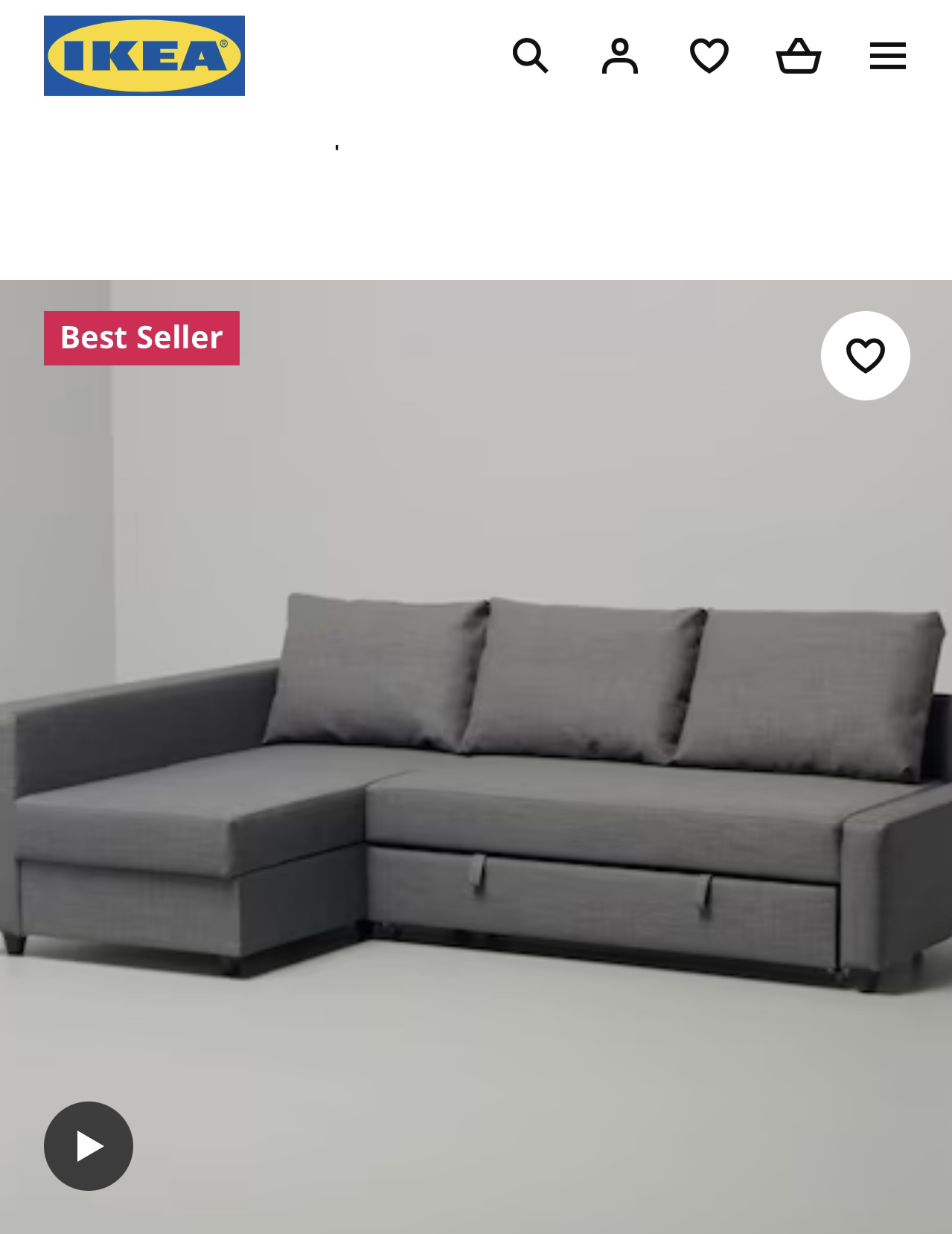 Corner sofa-bed with storage, with a centre table. IKEA