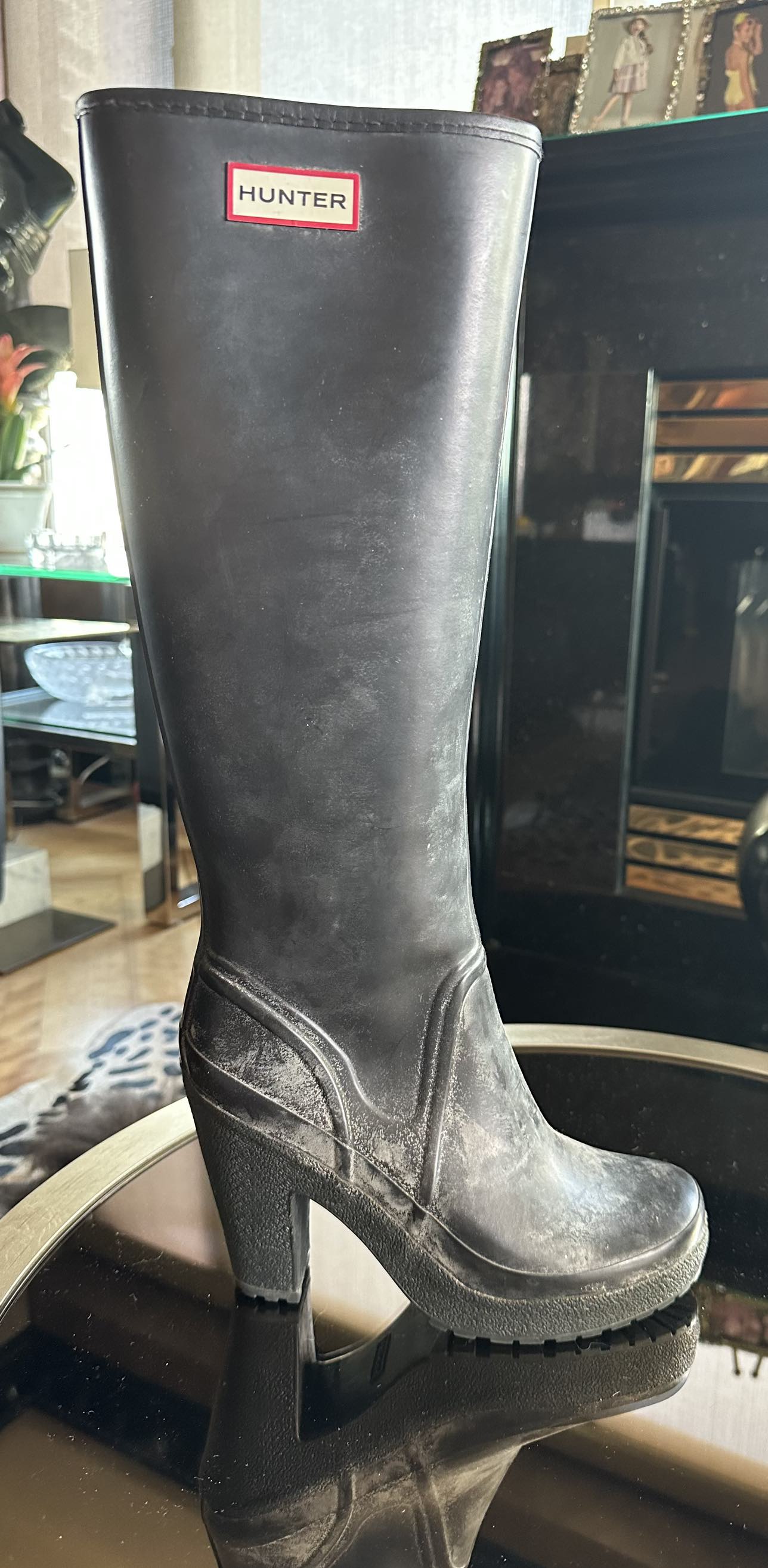 Hunter Distressed Platform Rainboots thumbnail