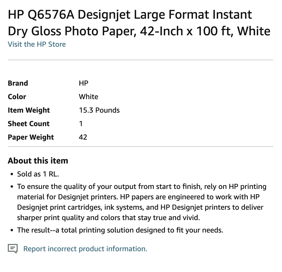 HP Q6576A Designjet Large Format Gloss Photo Paper - photo 2