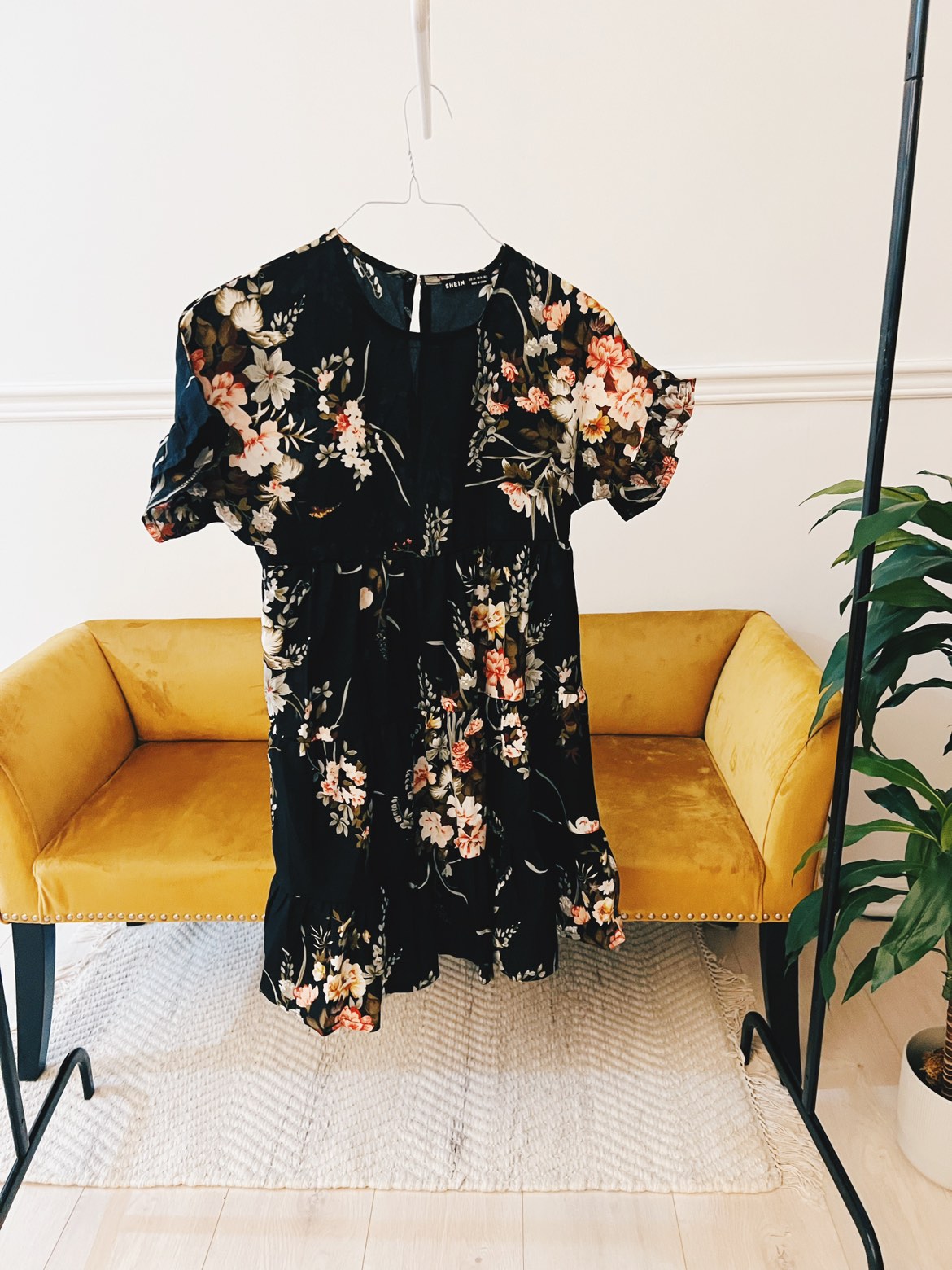 Black dress with floral design