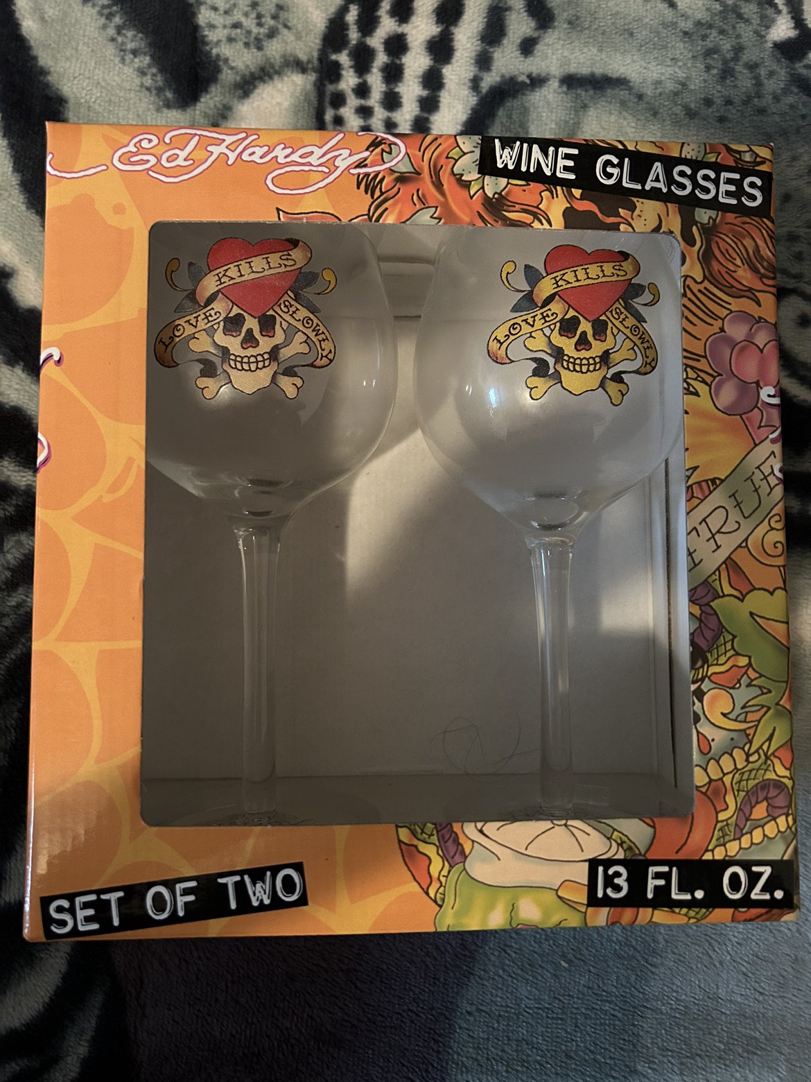 NIB Ed Hardy wine glasses