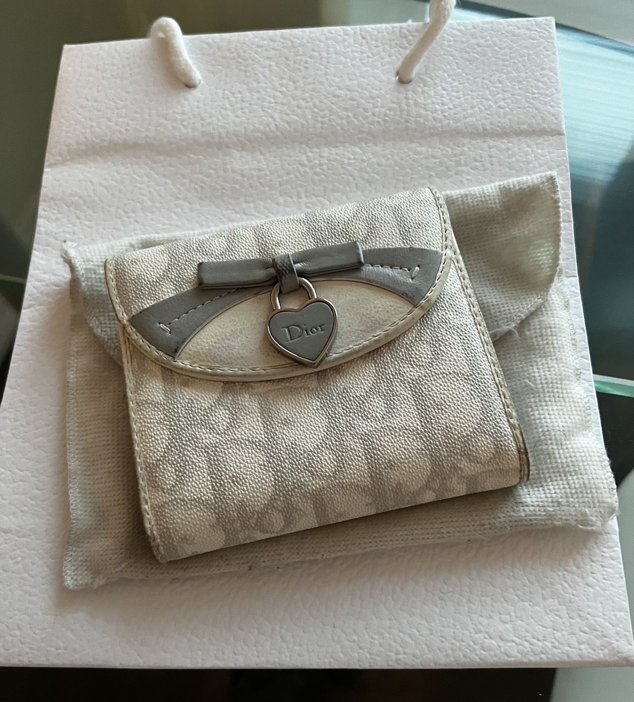Authentic Dior Small Wallet - White thumbnail