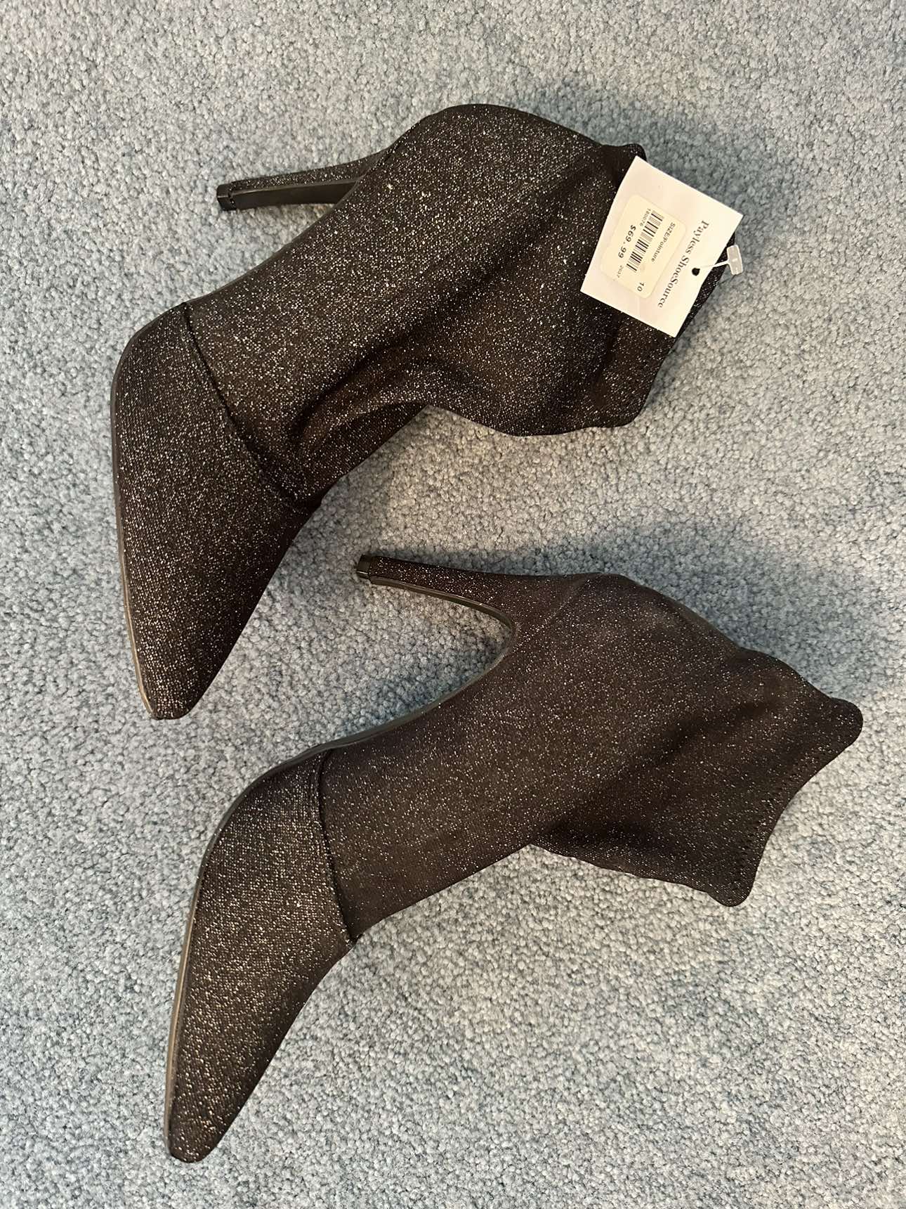 High heel black glitter booties size 10 - photo 2