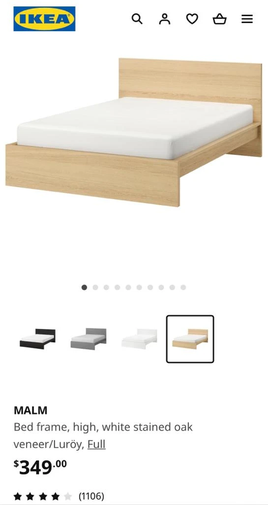 IKEA Bed, Mattress and Pillow