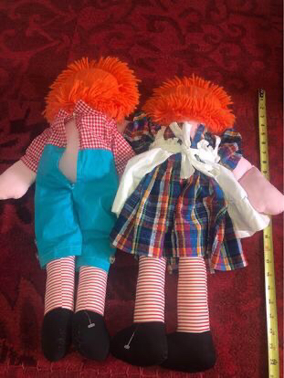 Vintage  25”Handmade  Raggedy Dolls/firm price/ pls read Descri image indicator(10)