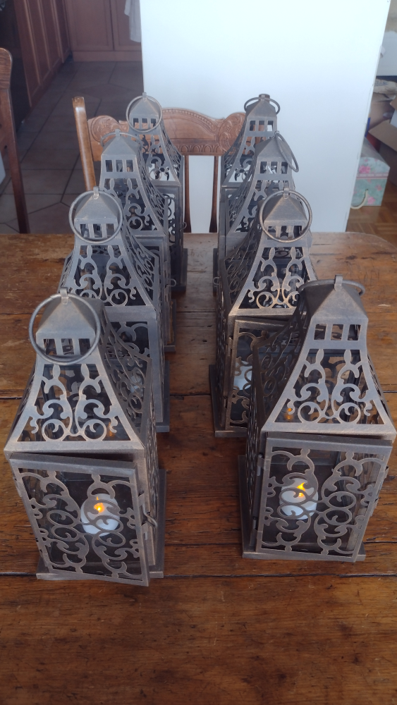 Large lanterns, set of 8, metal and glass - photo 3