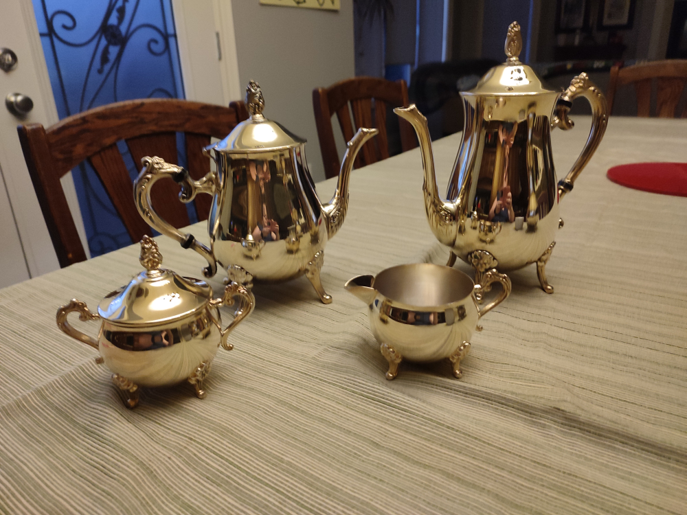 coffee tea set silver EP brass