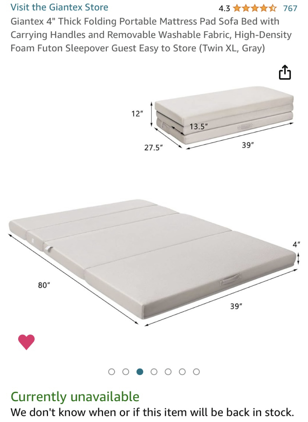 4“ Folding Portable Mattress - photo 2