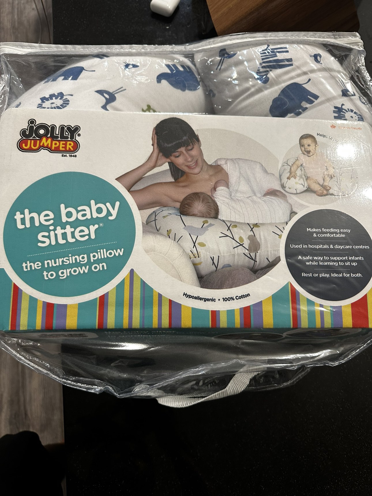 Jolly Jumper Baby Sitter Nursing Cushion - Blue/White Jungle thumbnail