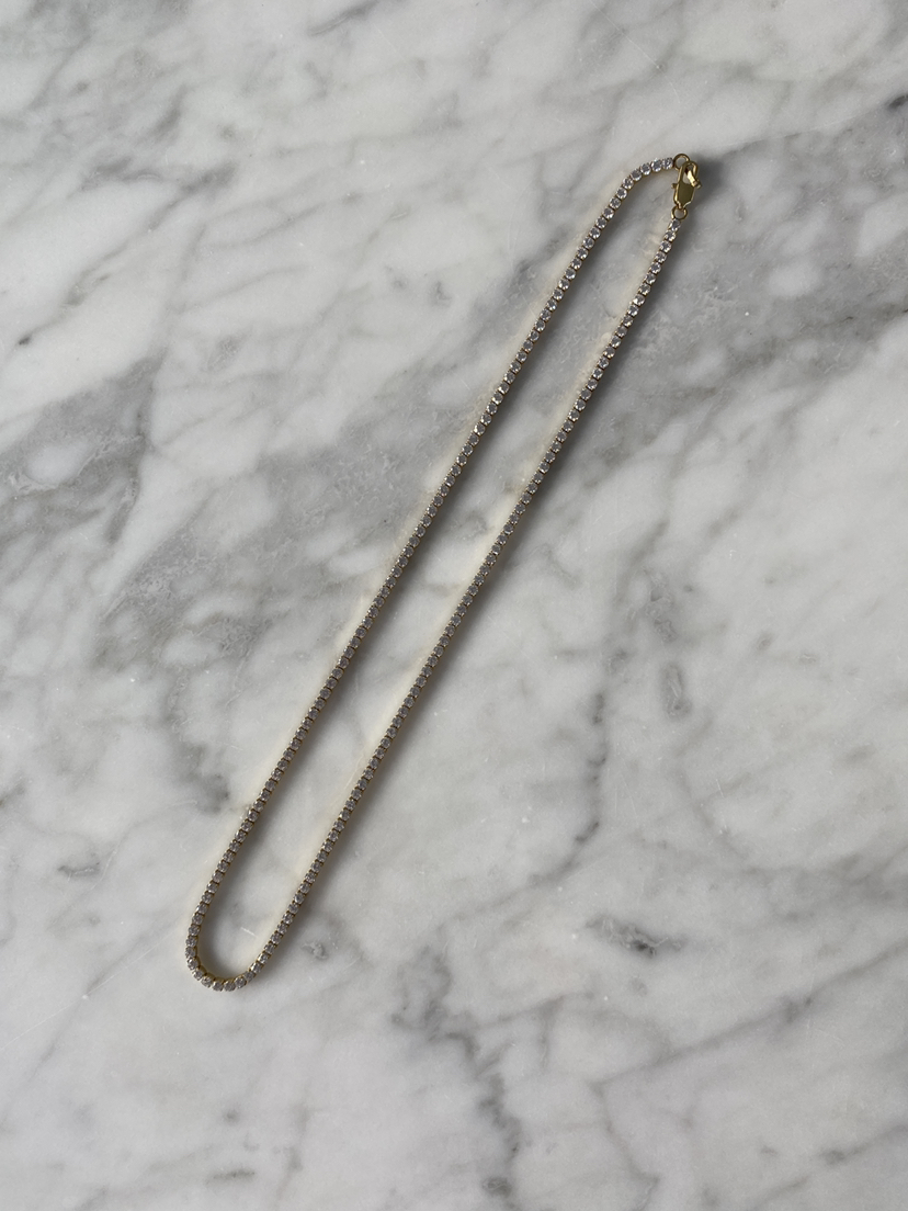 18k gold plated micro tennis necklace - photo 3
