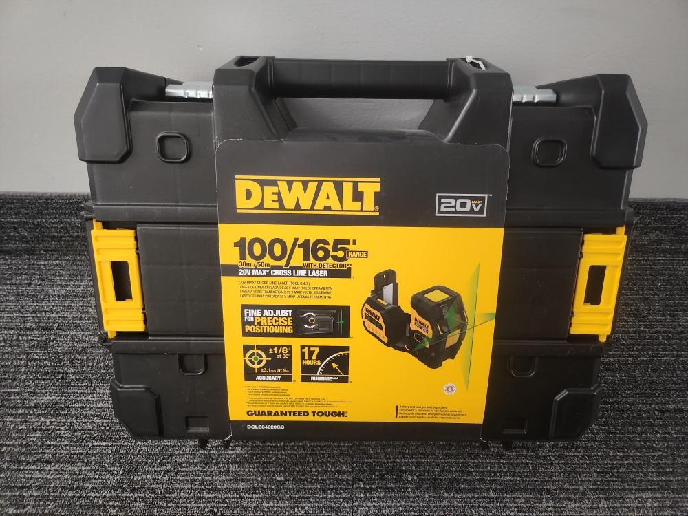 DEWALT 20V MAX 100/165' SELF LEVELING CROSS LINE GREEN LASER