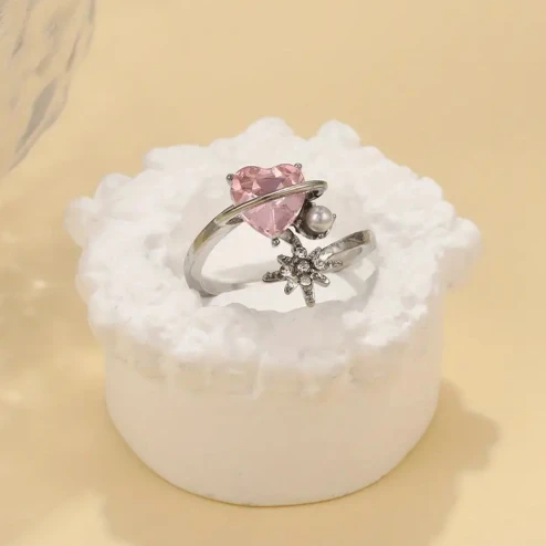 BNIB pink heart ring size 7 thumbnail