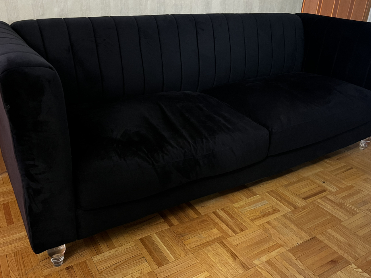 Dark velvet couch For sale