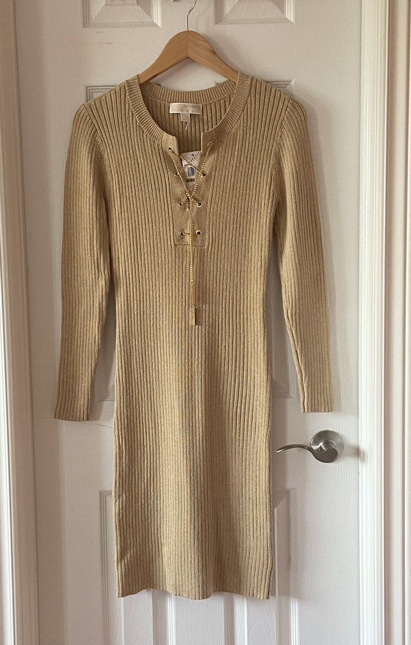 *New* Michael Kors Ribbed Lace-Up Dress Sz S - photo 2