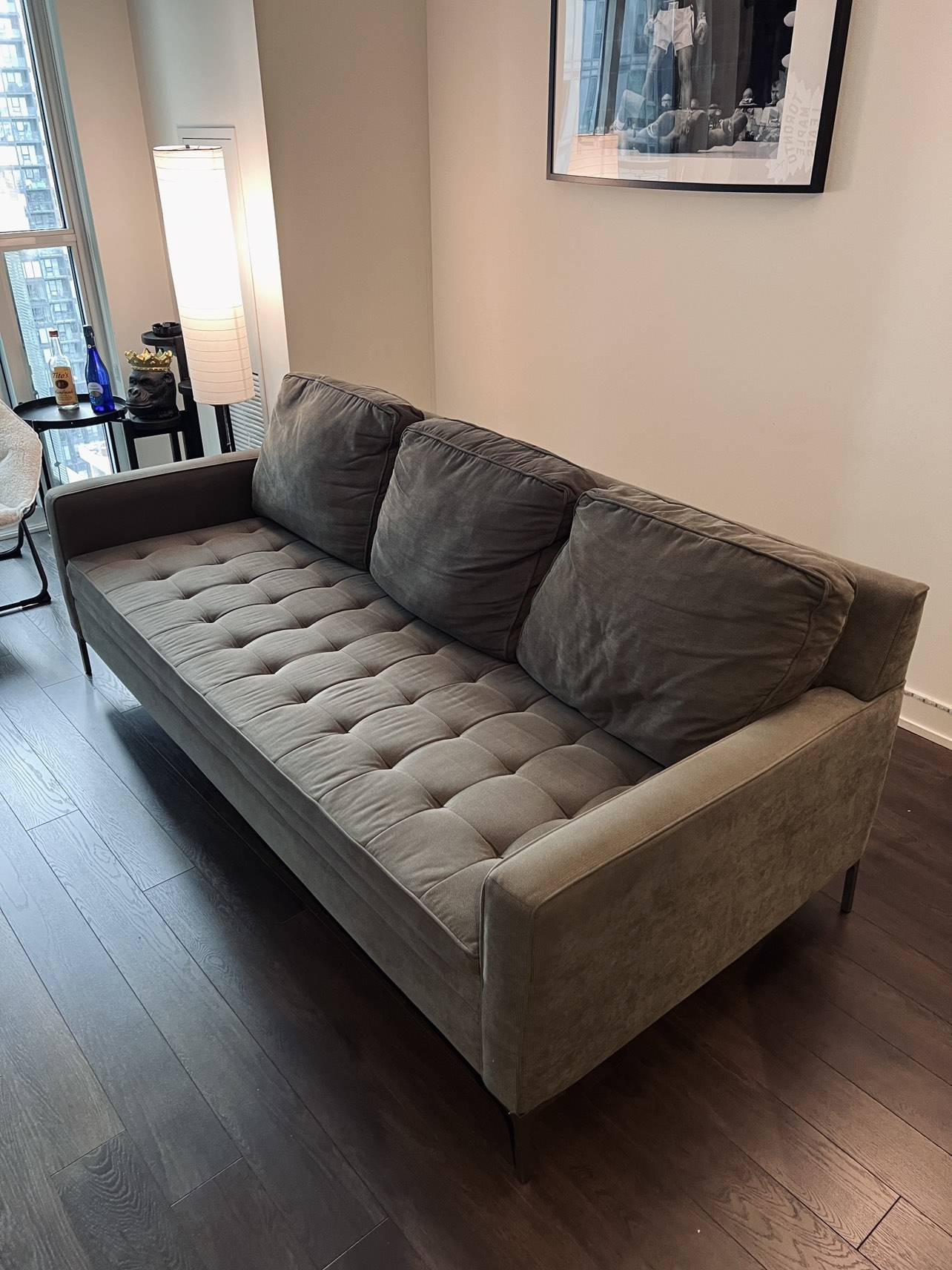Gray 3 Seater Sofa Couch - photo 2