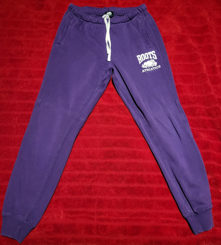 Comfy purple Roots sweatpants thumbnail