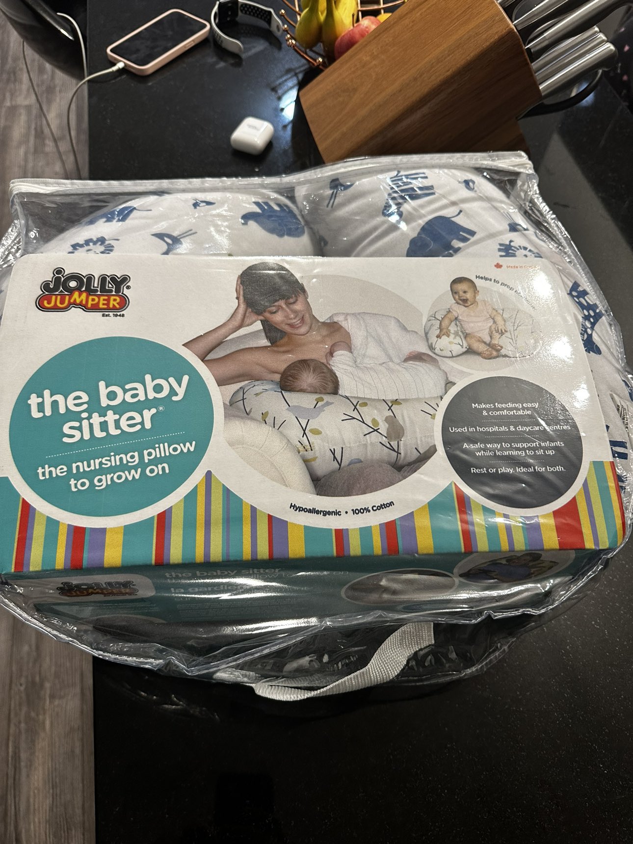 Jolly Jumper Baby Sitter Nursing Cushion - Blue/White Jungle image indicator(2)