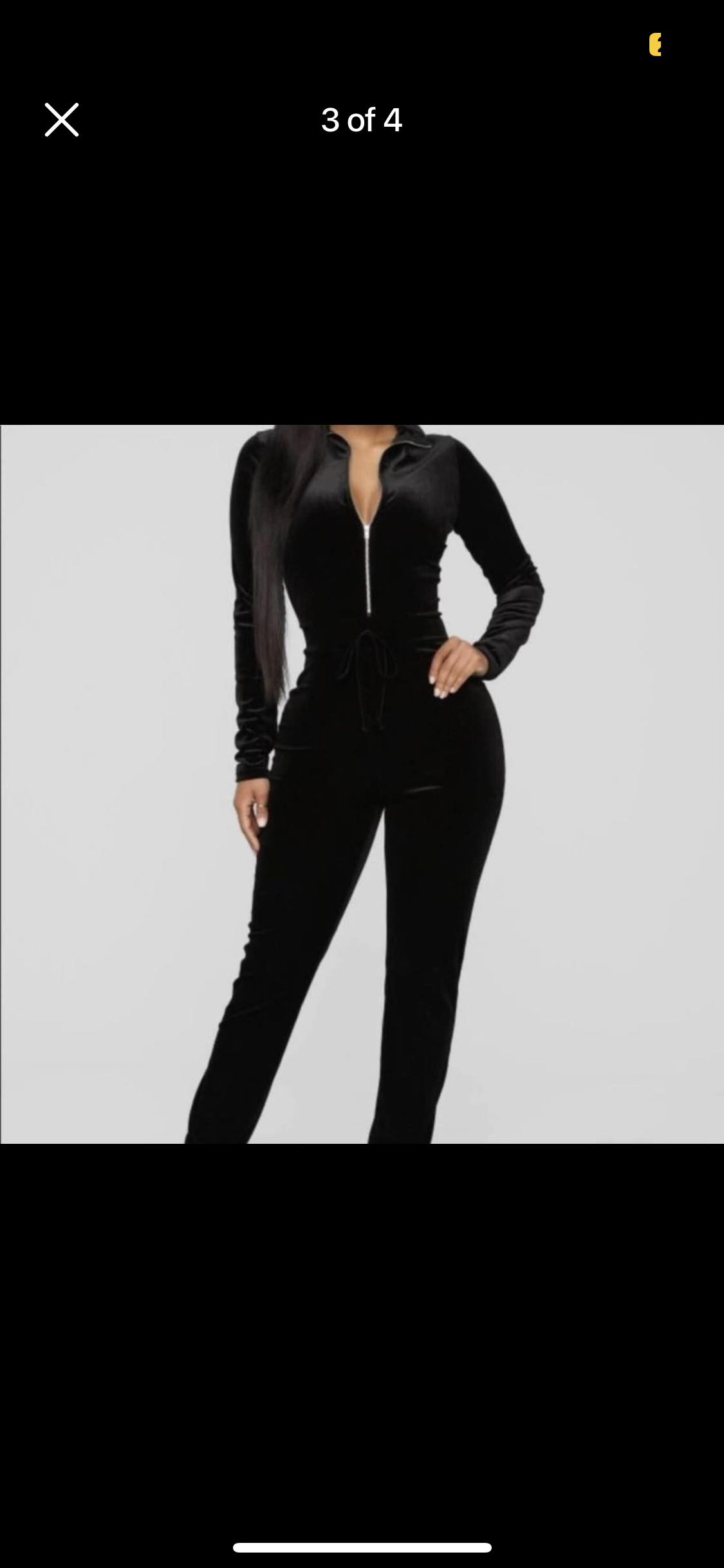 Black velvet jumpsuit thumbnail