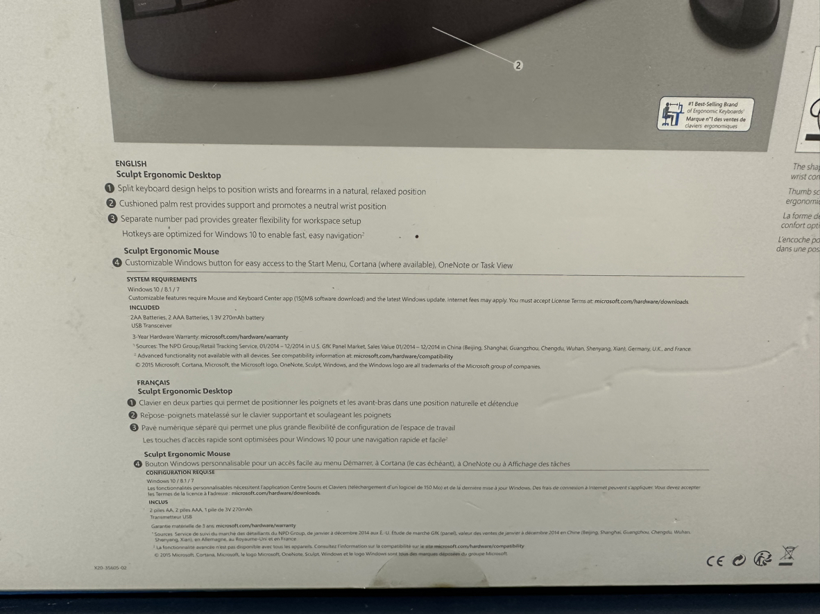 Microsoft Ergonomic Desktop Keyboard & Mouse Bundle, English - photo 3