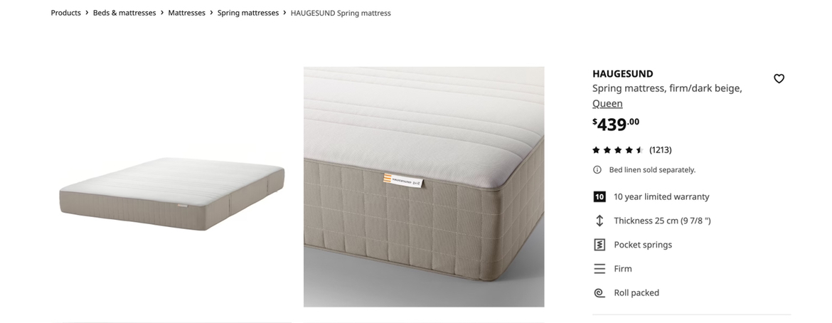 IKEA BJÖRKSNÄS Bed Frame and HAUGESUND Mattress image indicator(3)