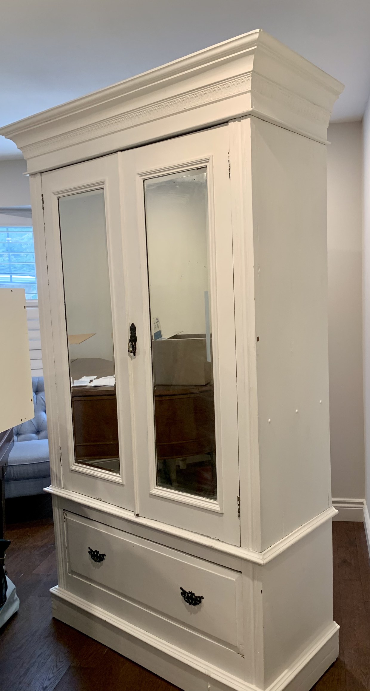 Large antique wood armoire - photo 3