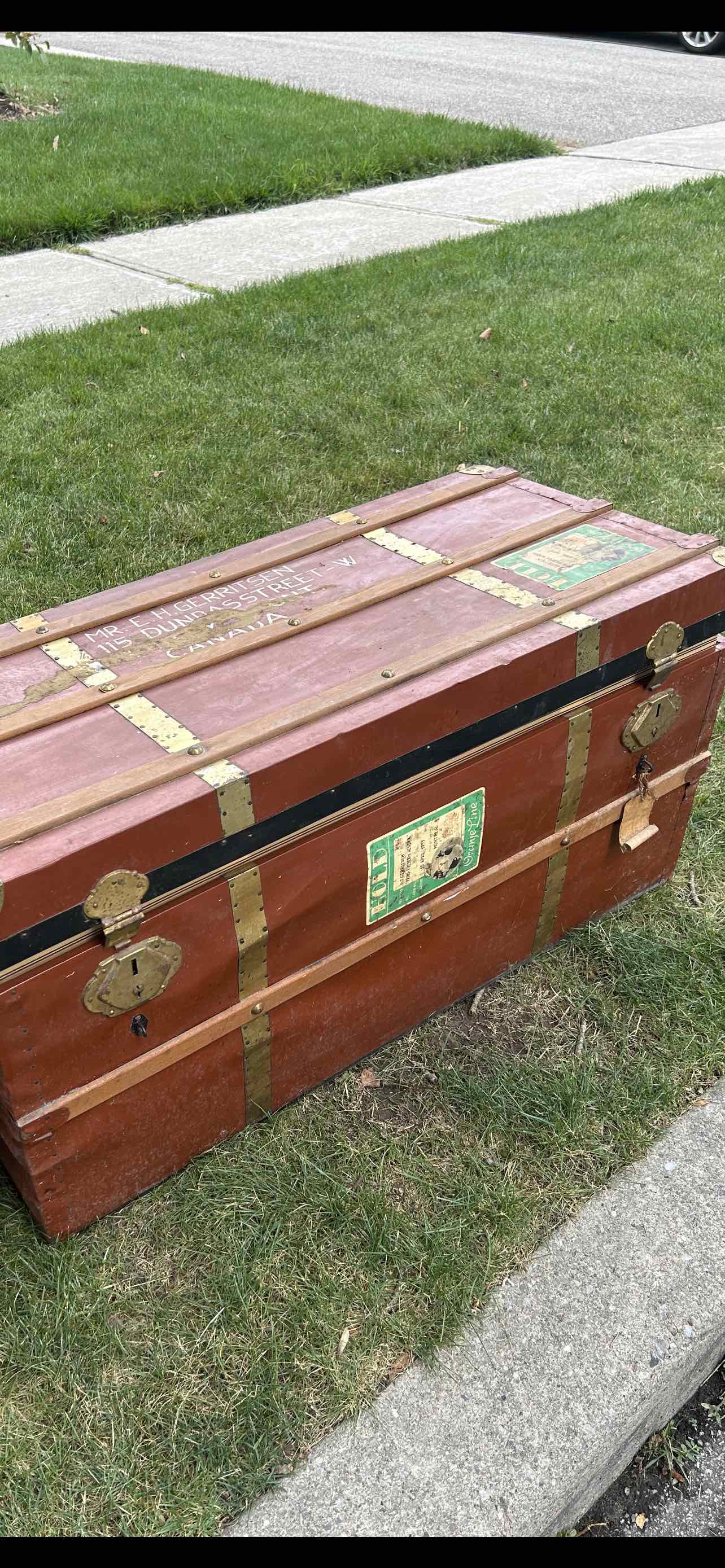 Metal steamer trunk 1950s