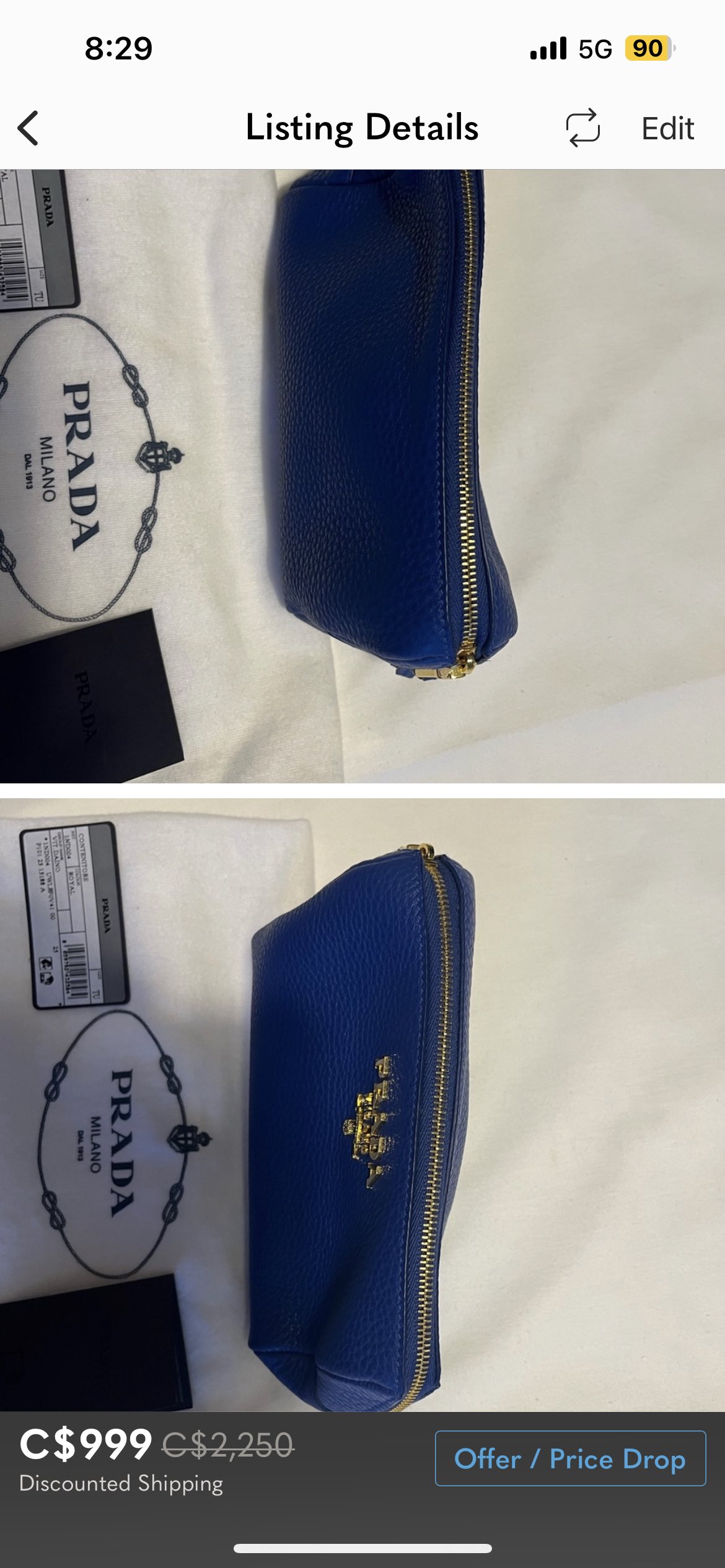 Prada leather pouch (brand new) image indicator(3)