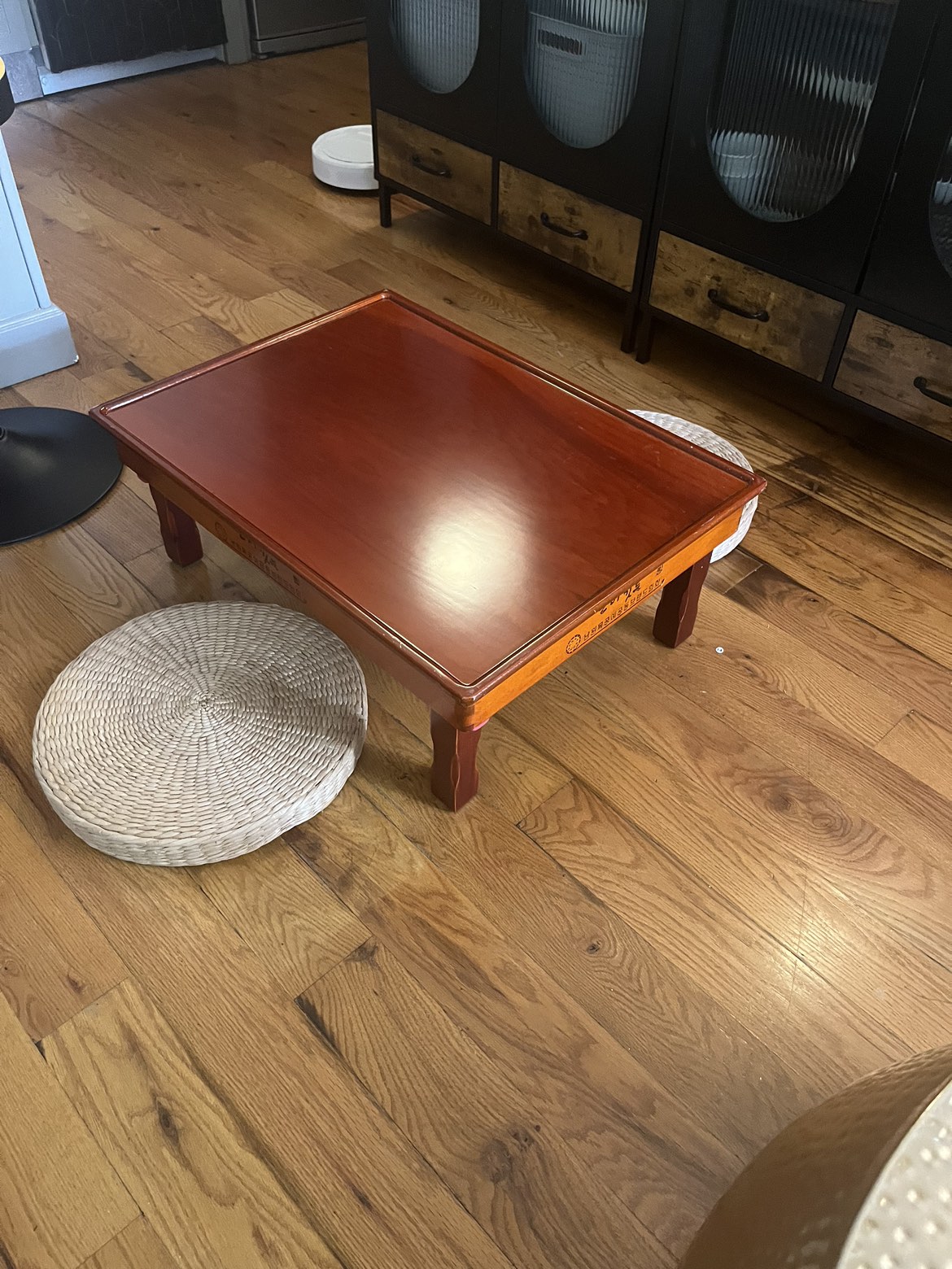 Folding Wooden Korean Tea Table and Cushions - photo 3