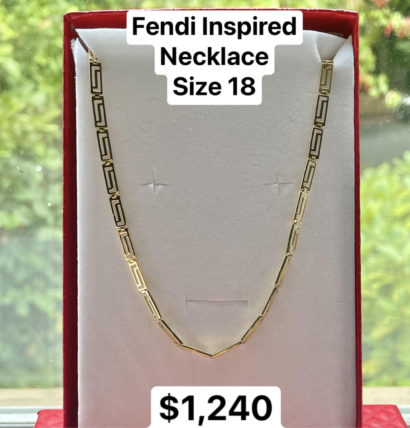 Fendi inspired 18K Solid Gold Necklace thumbnail