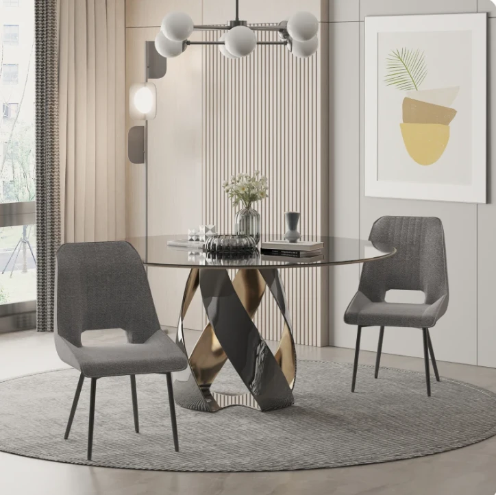 HOMCOM Modern Dining Chairs Upholstered Linen-Touch Fabric thumbnail