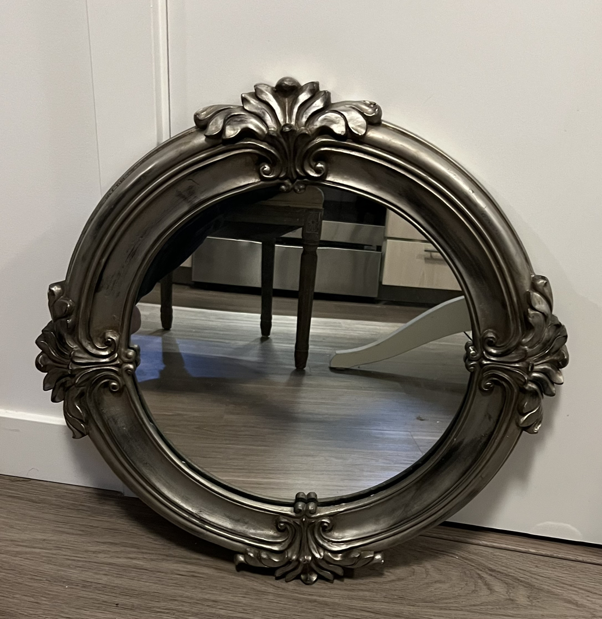 Elegant Round Pewter Guilded Mirror