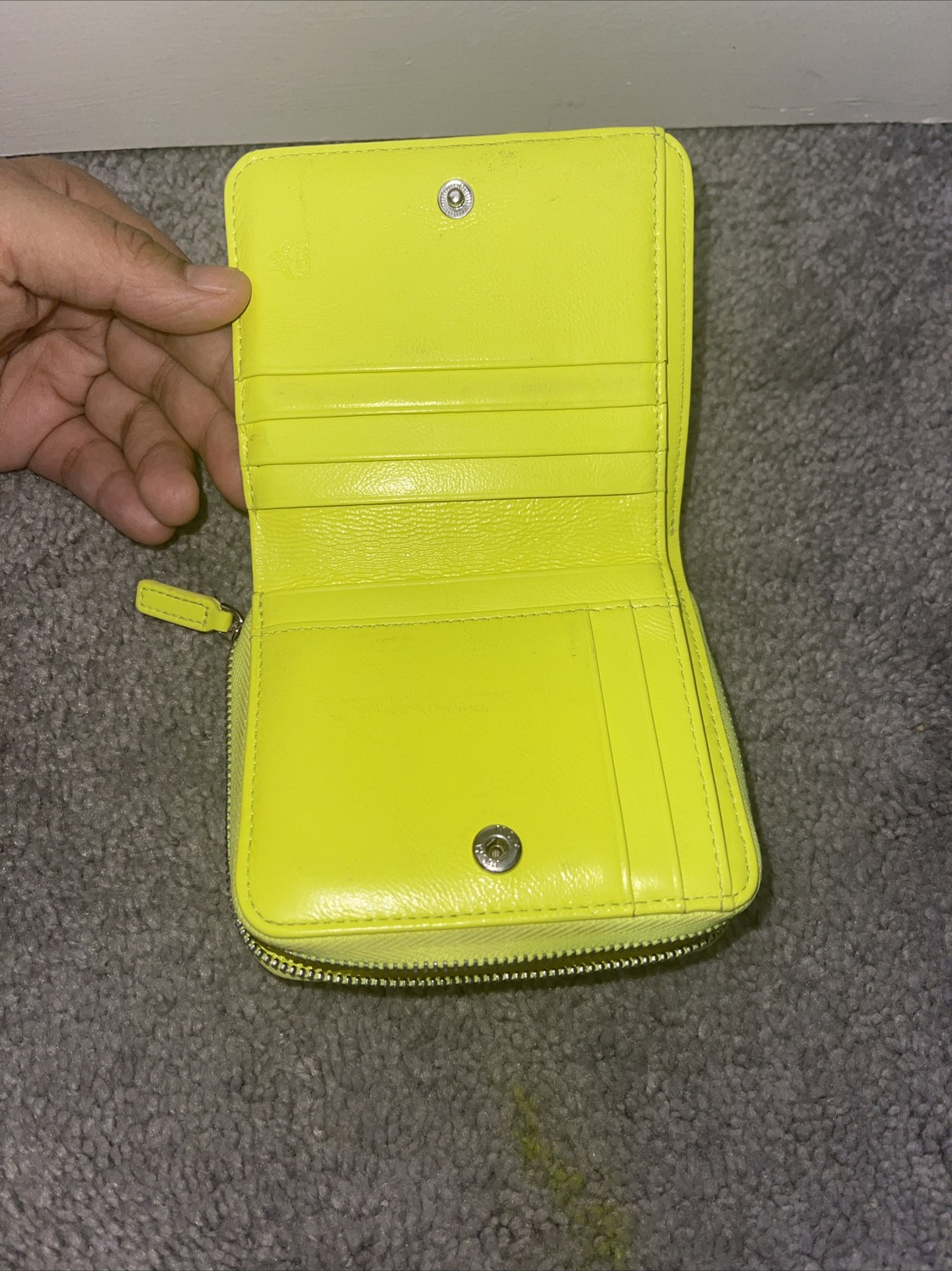 MCM Visetos Neon Yellow Zipper wallet image indicator(4)