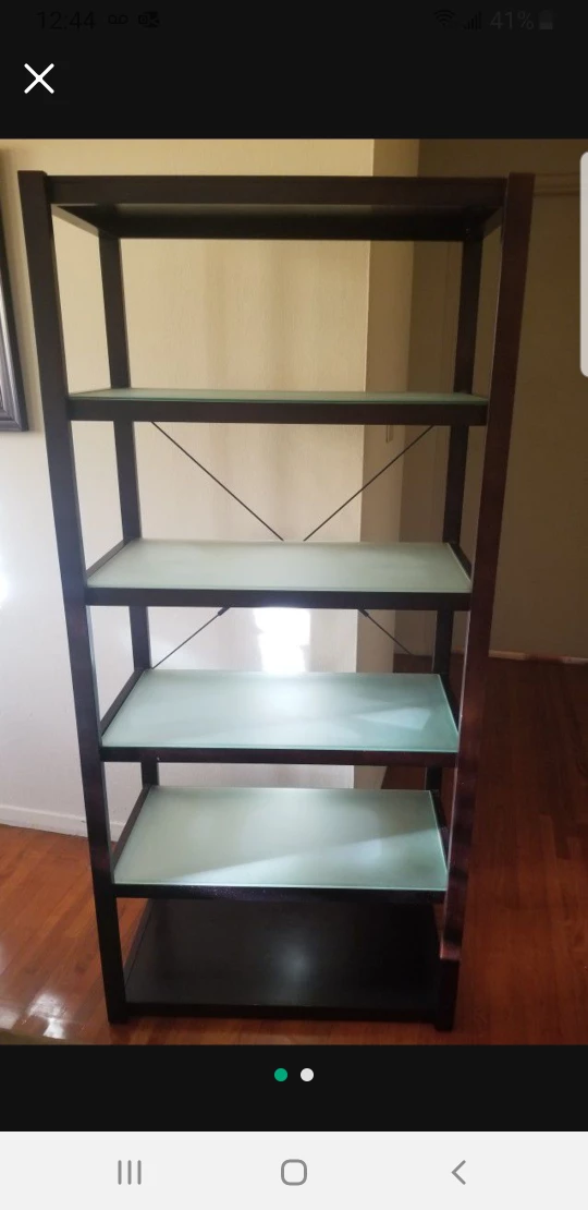 30" Bookcase with Cherry Finish  6 fixed shelves (4 are glass)