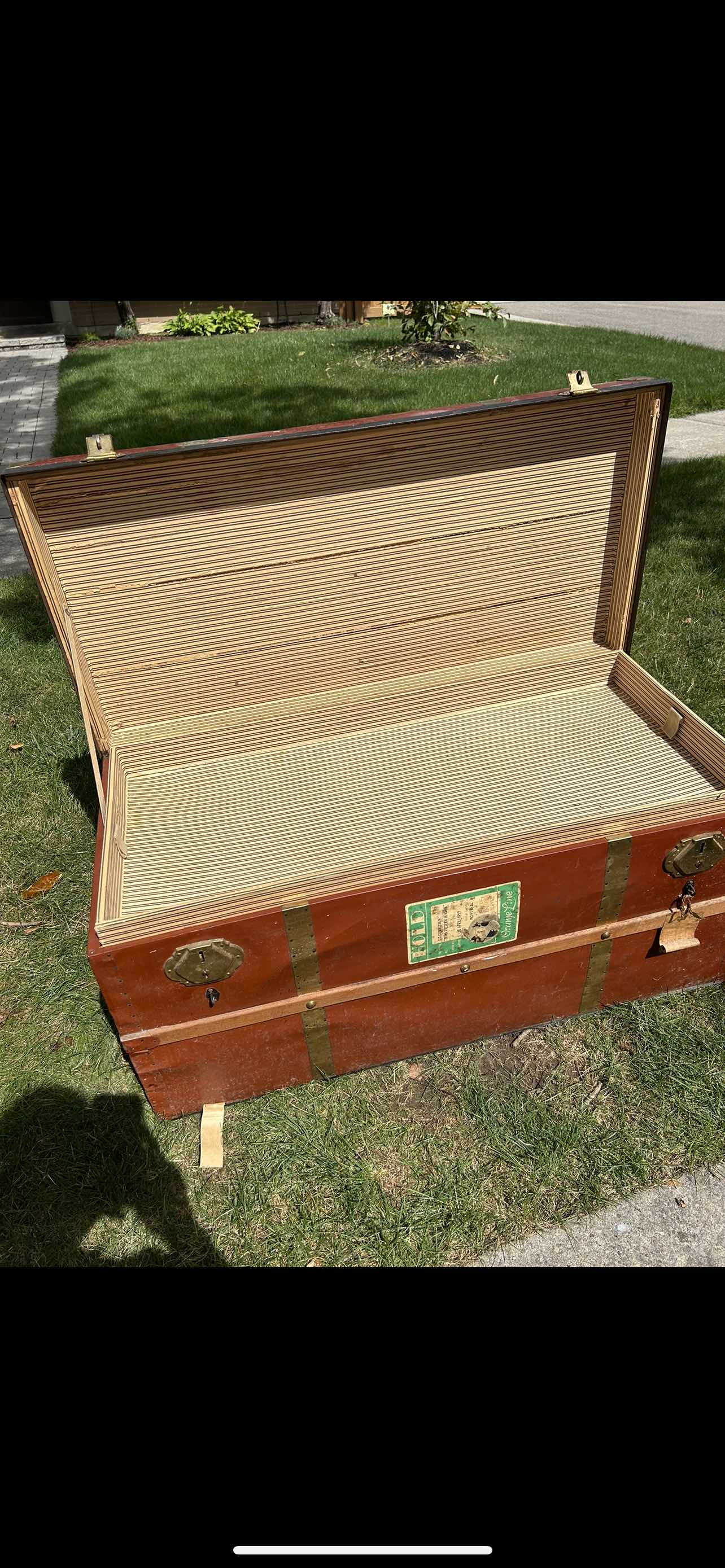 Metal steamer trunk 1950s - photo 3
