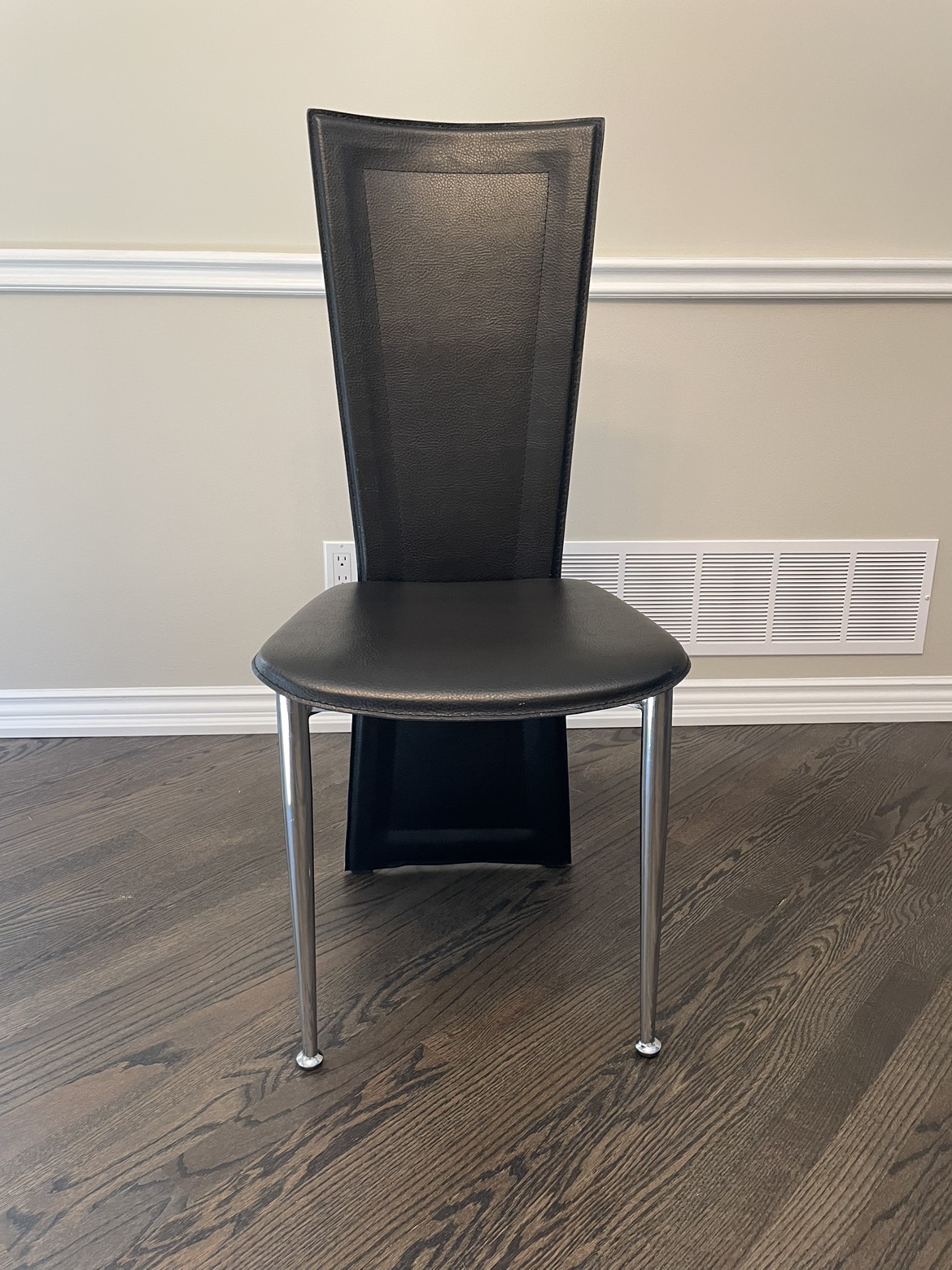 Italian black leather metal frame chairs (6) thumbnail