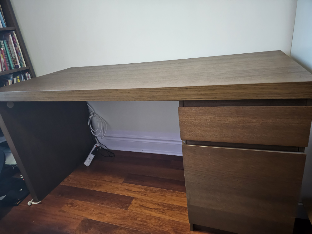 ikea desk- MALM Desk, brown stained ash veneer,