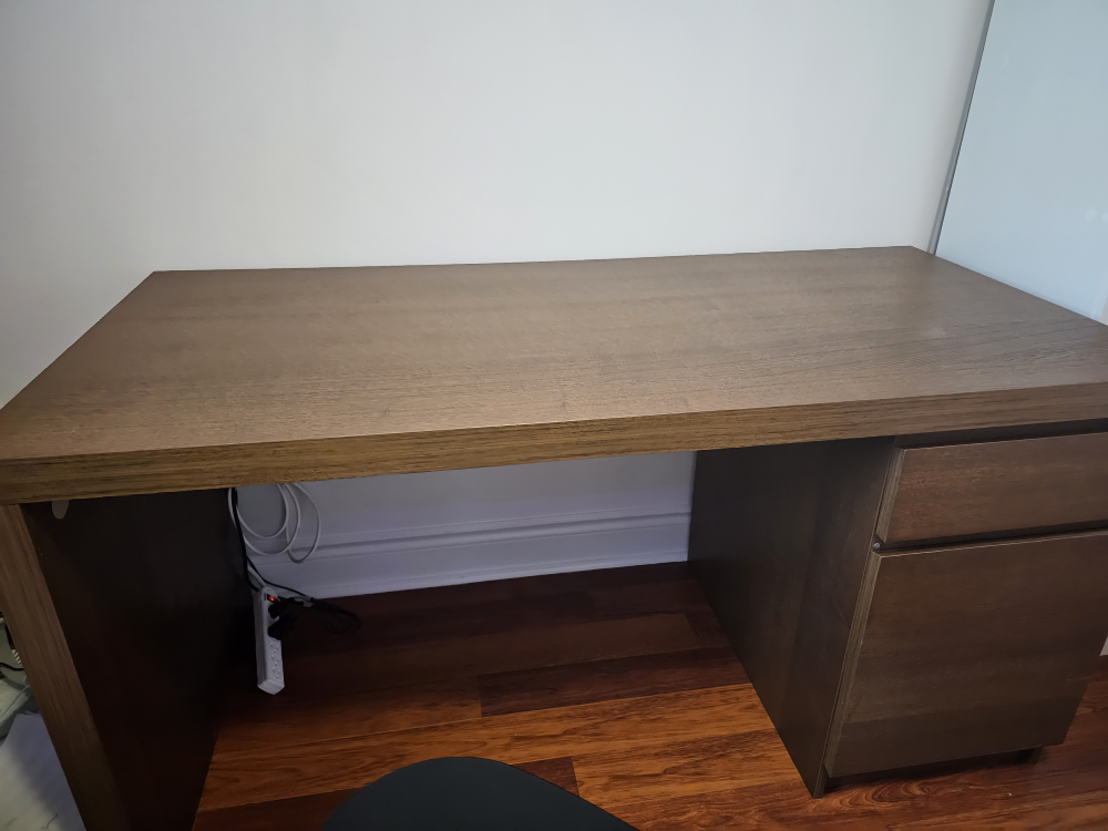 ikea desk- MALM Desk, brown stained ash veneer, - photo 3