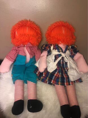 Vintage  25”Handmade  Raggedy Dolls/firm price/ pls read Descri image indicator(4)