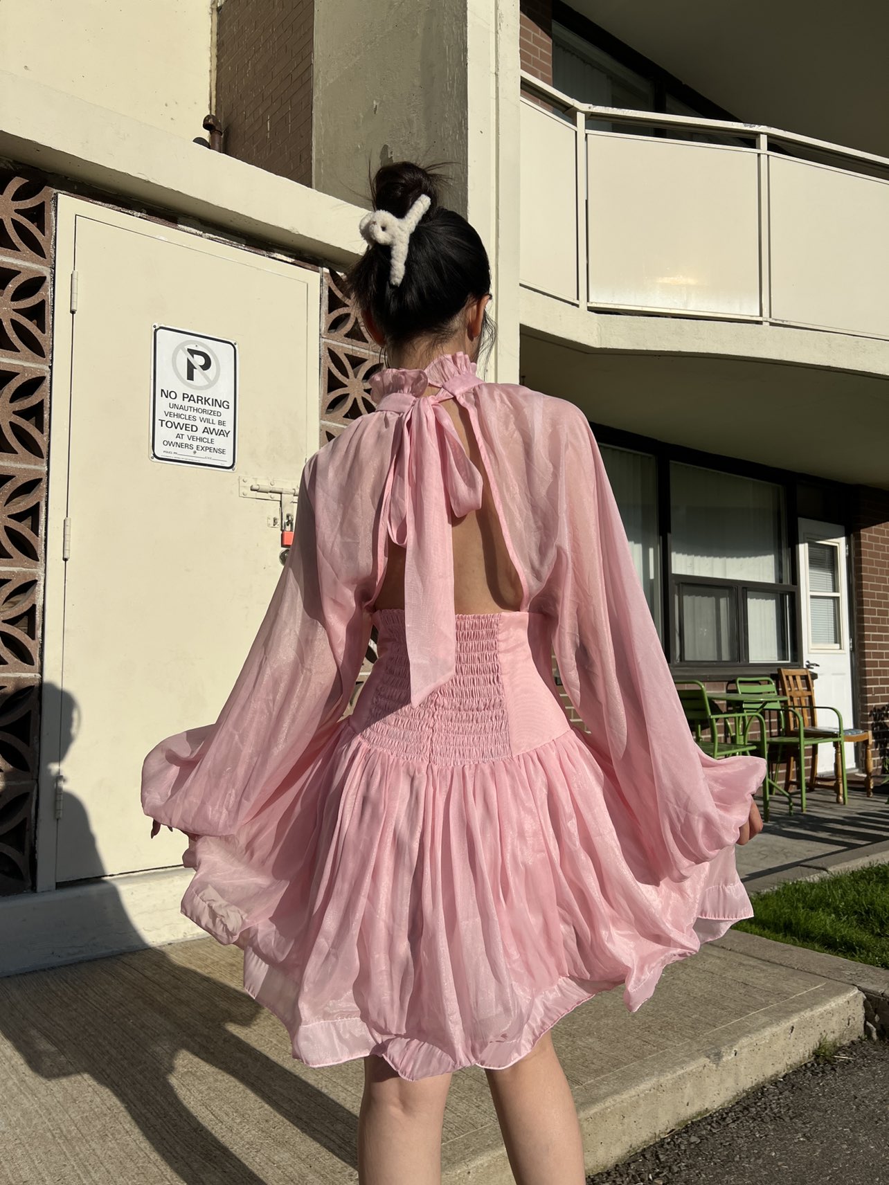 Pastel Pink High Neck Silk Organza Dress image indicator(5)